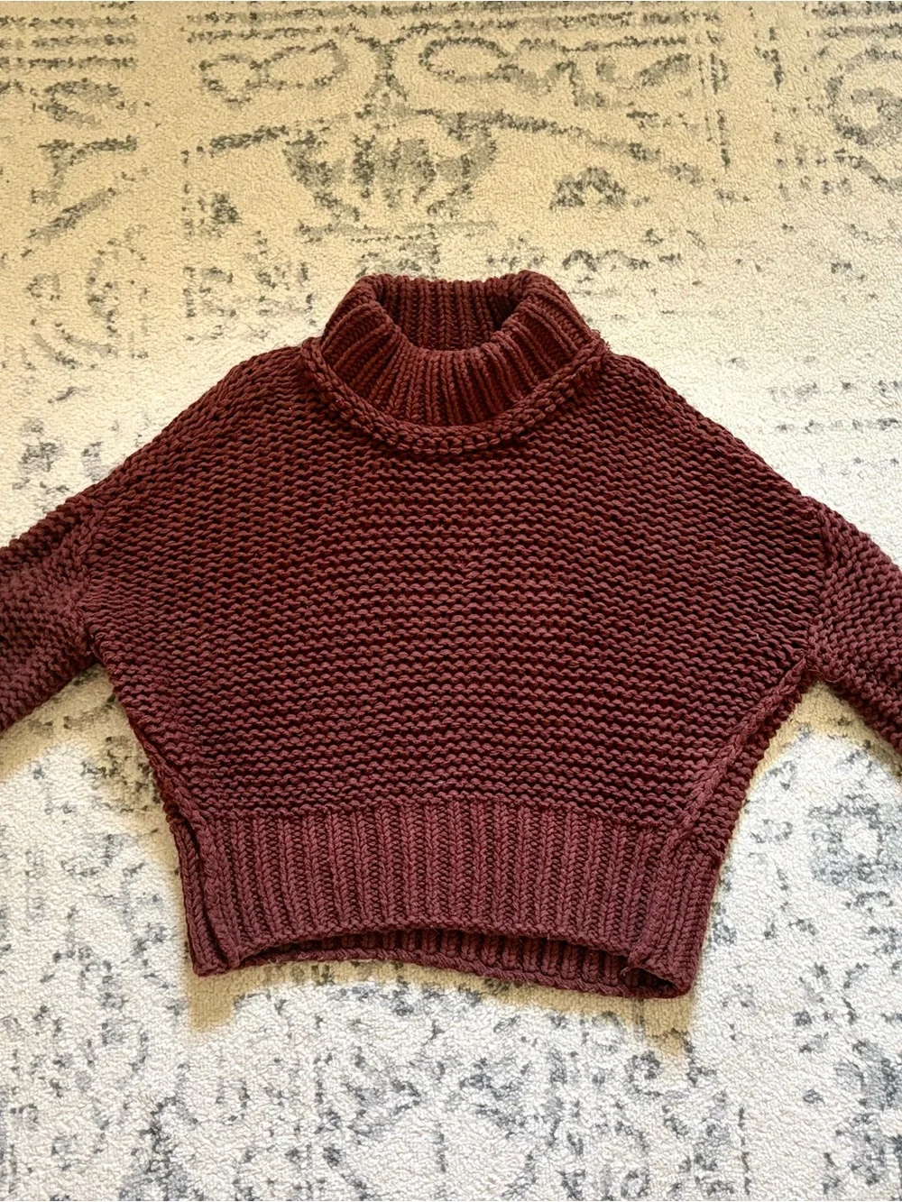 Free People Chunky Cowl Turtleneck Sweater in Chocolate Brown